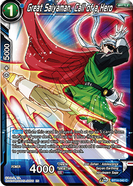 Great Saiyaman, Call of a Hero (BT14-040) [Cross Spirits] | Cracking-Singles