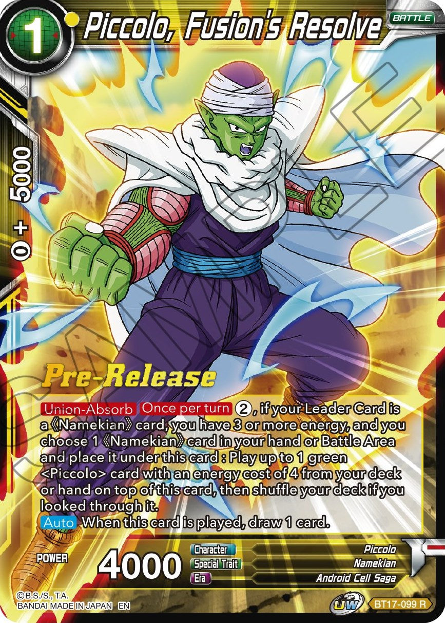 Piccolo, Fusion's Resolve (BT17-099) [Ultimate Squad Prerelease Promos] | Cracking-Singles