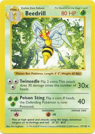 Beedrill (17/102) [Base Set Shadowless Unlimited] | Cracking-Singles