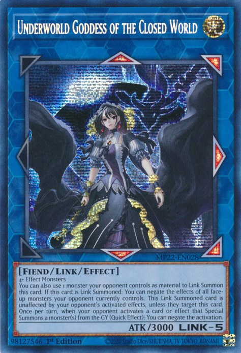 Underworld Goddess of the Closed World [MP22-EN028] Prismatic Secret Rare | Cracking-Singles