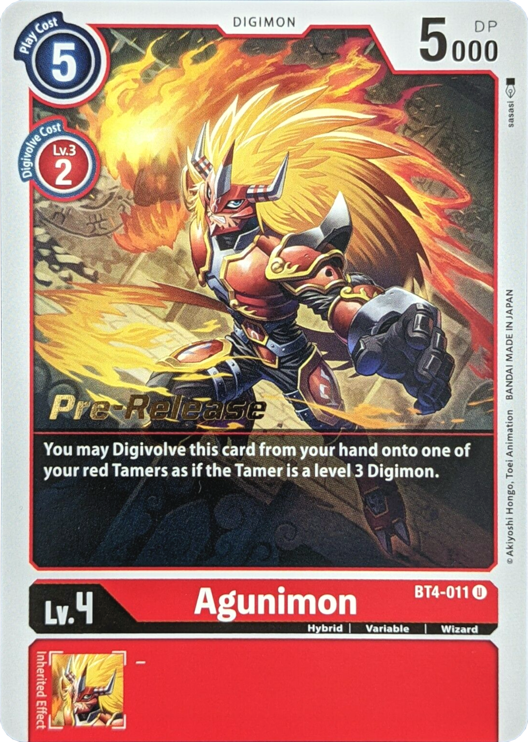 Agunimon [BT4-011] [Great Legend Pre-Release Promos] | Cracking-Singles