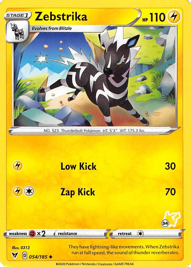 Zebstrika (054/185) (Pikachu Stamp #34) [Battle Academy 2022] | Cracking-Singles