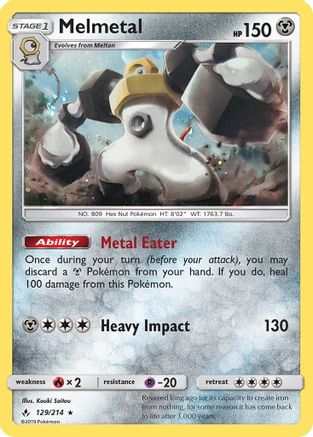 Melmetal (129/214) (Cosmos Holo) [Sun & Moon: Unbroken Bonds] | Cracking-Singles