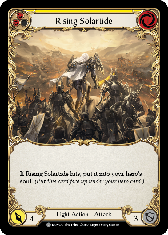 Rising Solartide (Yellow) [MON079-RF] 1st Edition Rainbow Foil | Cracking-Singles