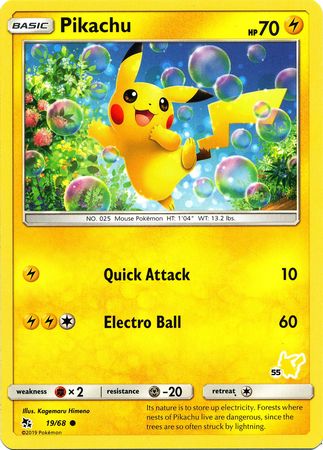 Pikachu (19/68) (Pikachu Stamp #55) [Battle Academy 2020] | Cracking-Singles