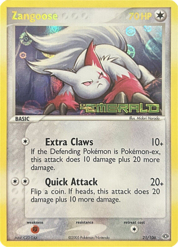 Zangoose (21/106) (Stamped) [EX: Emerald] | Cracking-Singles