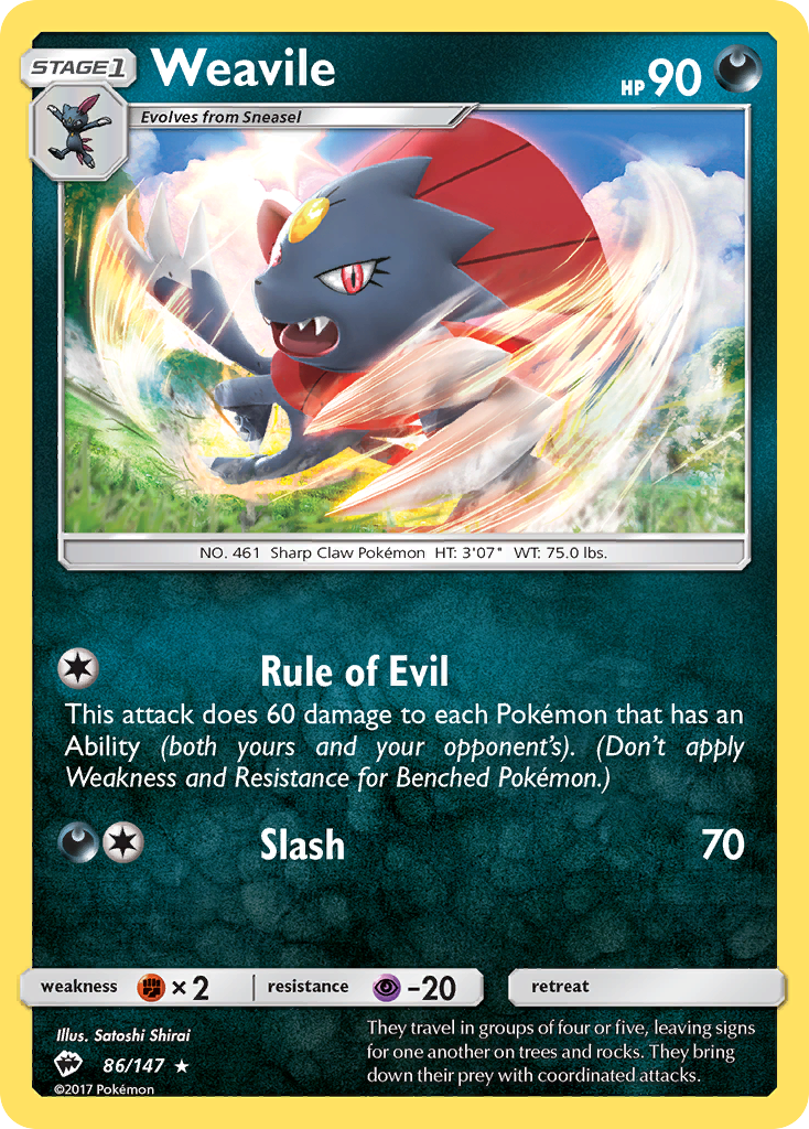 Weavile (86/147) [Sun & Moon: Burning Shadows] | Cracking-Singles