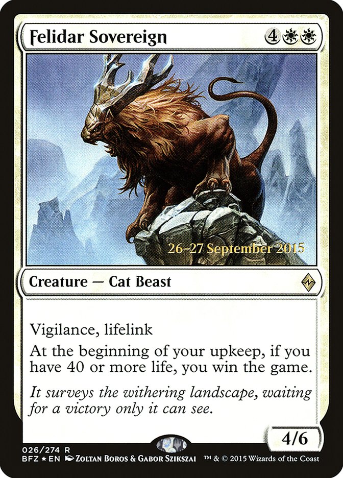 Felidar Sovereign  [Battle for Zendikar Prerelease Promos] | Cracking-Singles