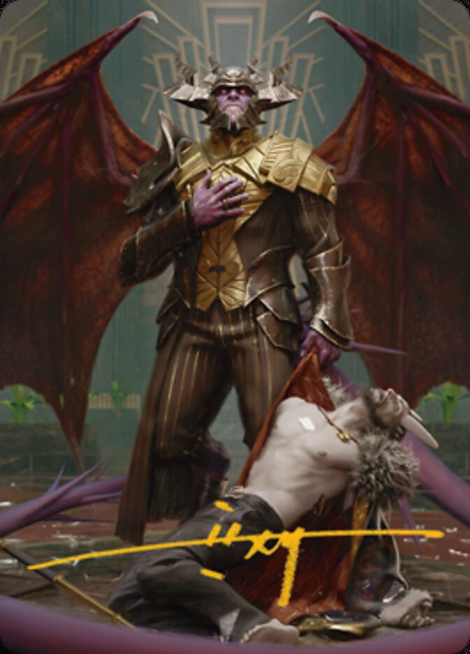 Ob Nixilis, the Adversary 1 Art Card (Gold-Stamped Signature) [Streets of New Capenna Art Series] | Cracking-Singles