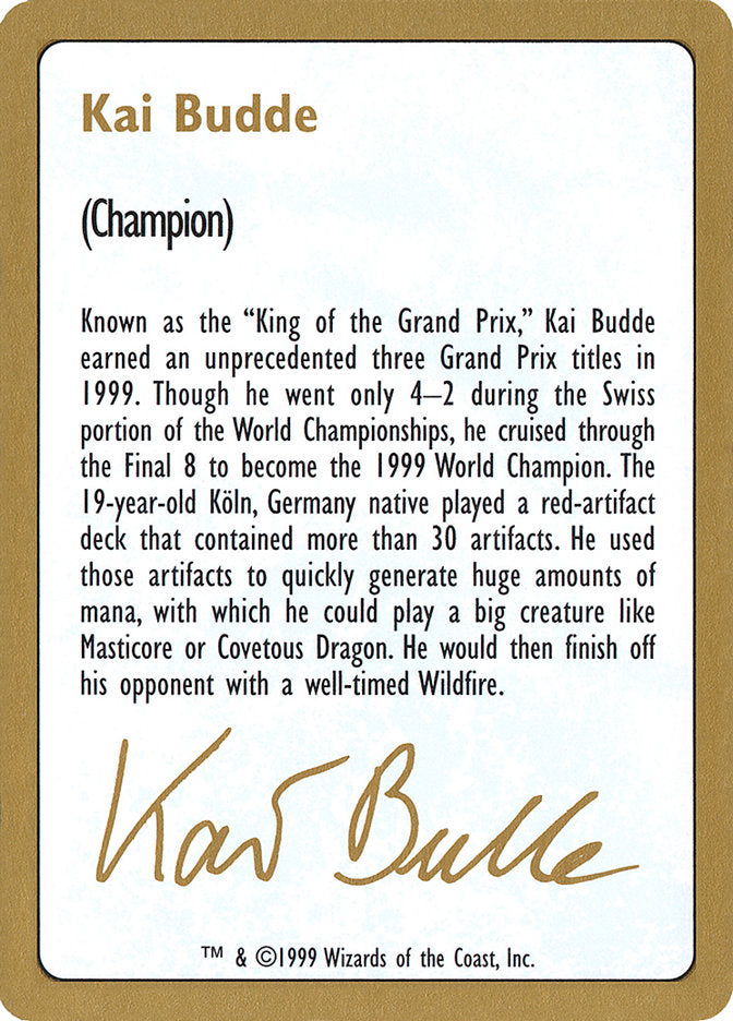 Kai Budde Bio [World Championship Decks 1999] | Cracking-Singles