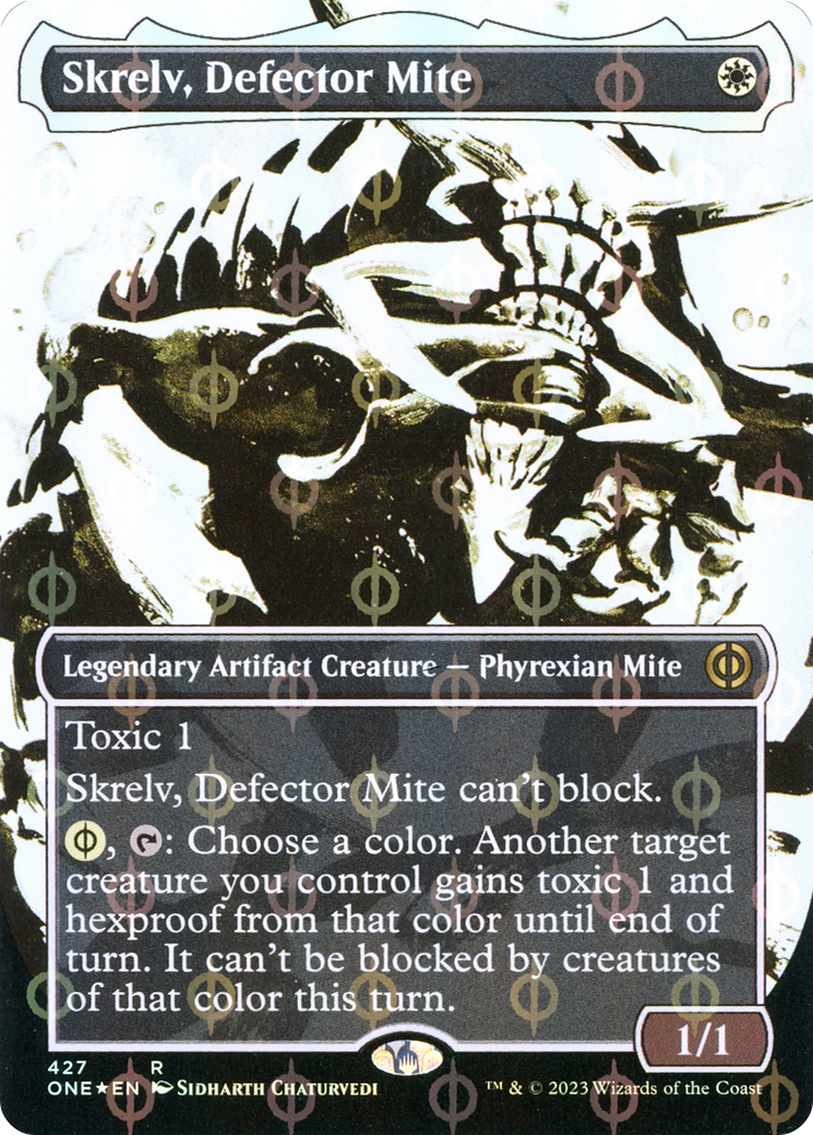 Skrelv, Defector Mite (Borderless Ichor Step-and-Compleat Foil) [Phyrexia: All Will Be One] | Cracking-Singles