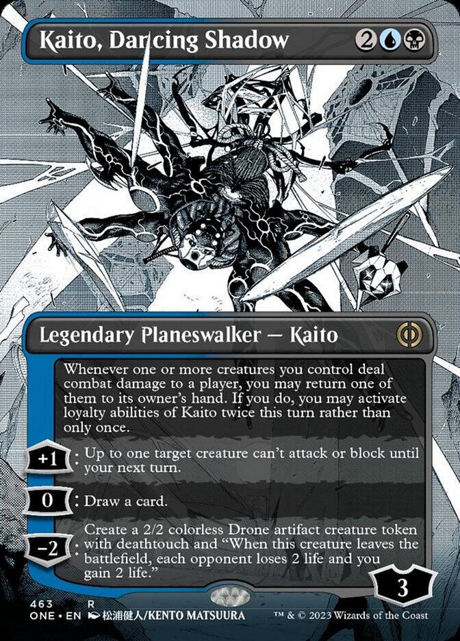 Kaito, Dancing Shadow (Borderless Manga Step-and-Compleat Foil) [Phyrexia: All Will Be One] | Cracking-Singles