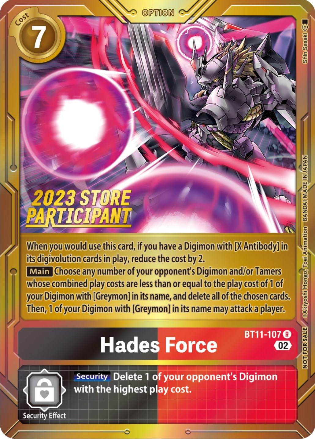 Hades Force [BT11-107] (2023 Store Participant) [Dimensional Phase Promos] | Cracking-Singles