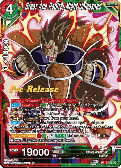 Great Ape Raditz, Might Unleashed (BT15-145) [Saiyan Showdown Prerelease Promos] | Cracking-Singles