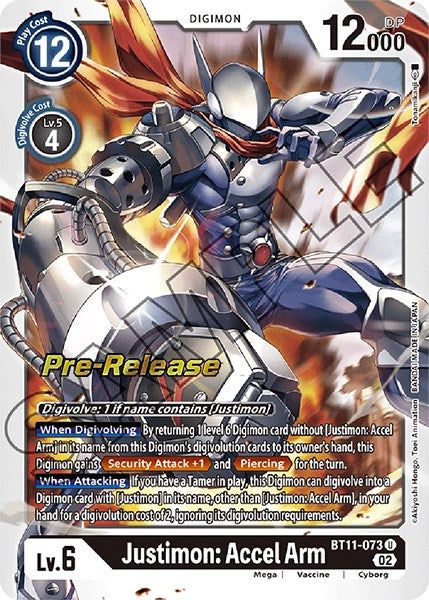 Justimon: Accel Arm [BT11-073] [Dimensional Phase Pre-Release Promos] | Cracking-Singles