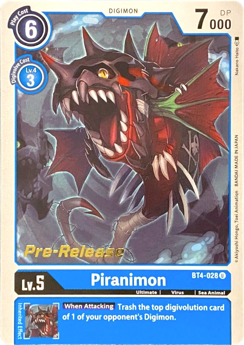 Piranimon [BT4-028] [Great Legend Pre-Release Promos] | Cracking-Singles