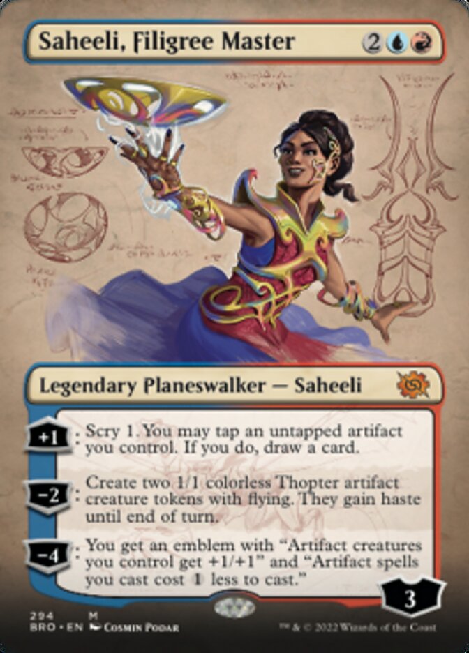 Saheeli, Filigree Master (Borderless Alternate Art) [The Brothers' War] | Cracking-Singles