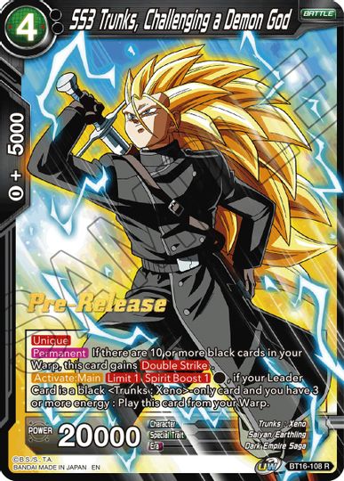 SS3 Trunks, Challenging a Demon God (BT16-108) [Realm of the Gods Prerelease Promos] | Cracking-Singles