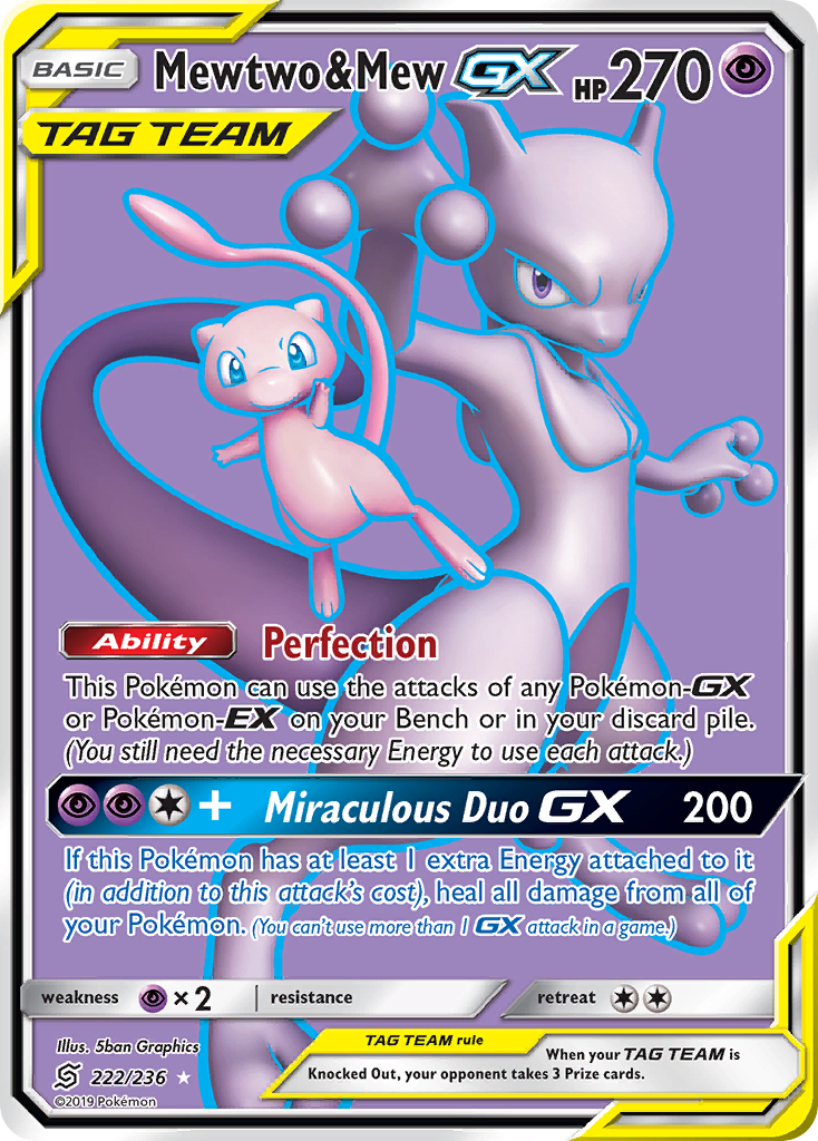 Mewtwo & Mew GX (222/236) [Sun & Moon: Unified Minds] | Cracking-Singles