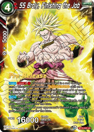 SS Broly, Finishing the Job (BT15-020) [Saiyan Showdown Prerelease Promos] | Cracking-Singles