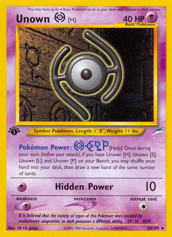 Unown [H] (28/105) [Neo Destiny 1st Edition] | Cracking-Singles