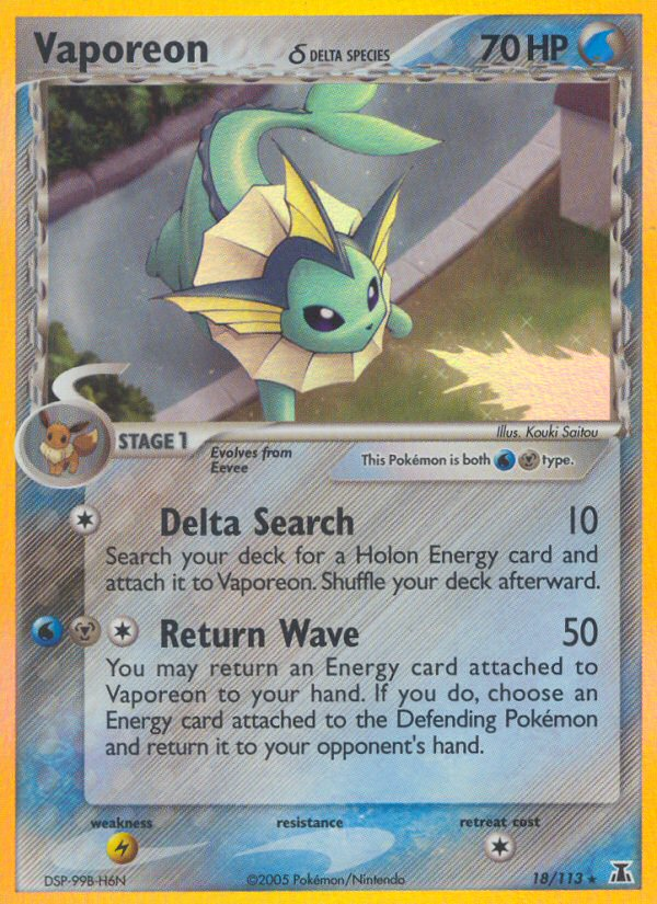 Vaporeon (18/113) (Delta Species) [EX: Delta Species] | Cracking-Singles