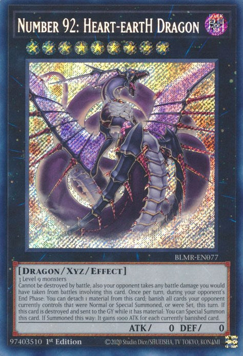 Number 92: Heart-eartH Dragon [BLMR-EN077] Secret Rare | Cracking-Singles