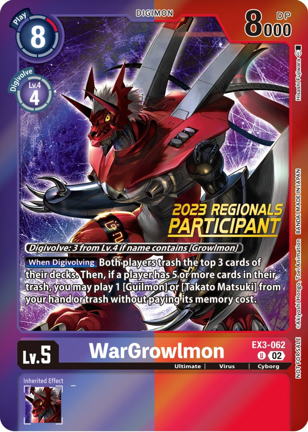 WarGrowlmon [EX3-062] (2023 Regionals Participant) [Draconic Roar Promos] | Cracking-Singles