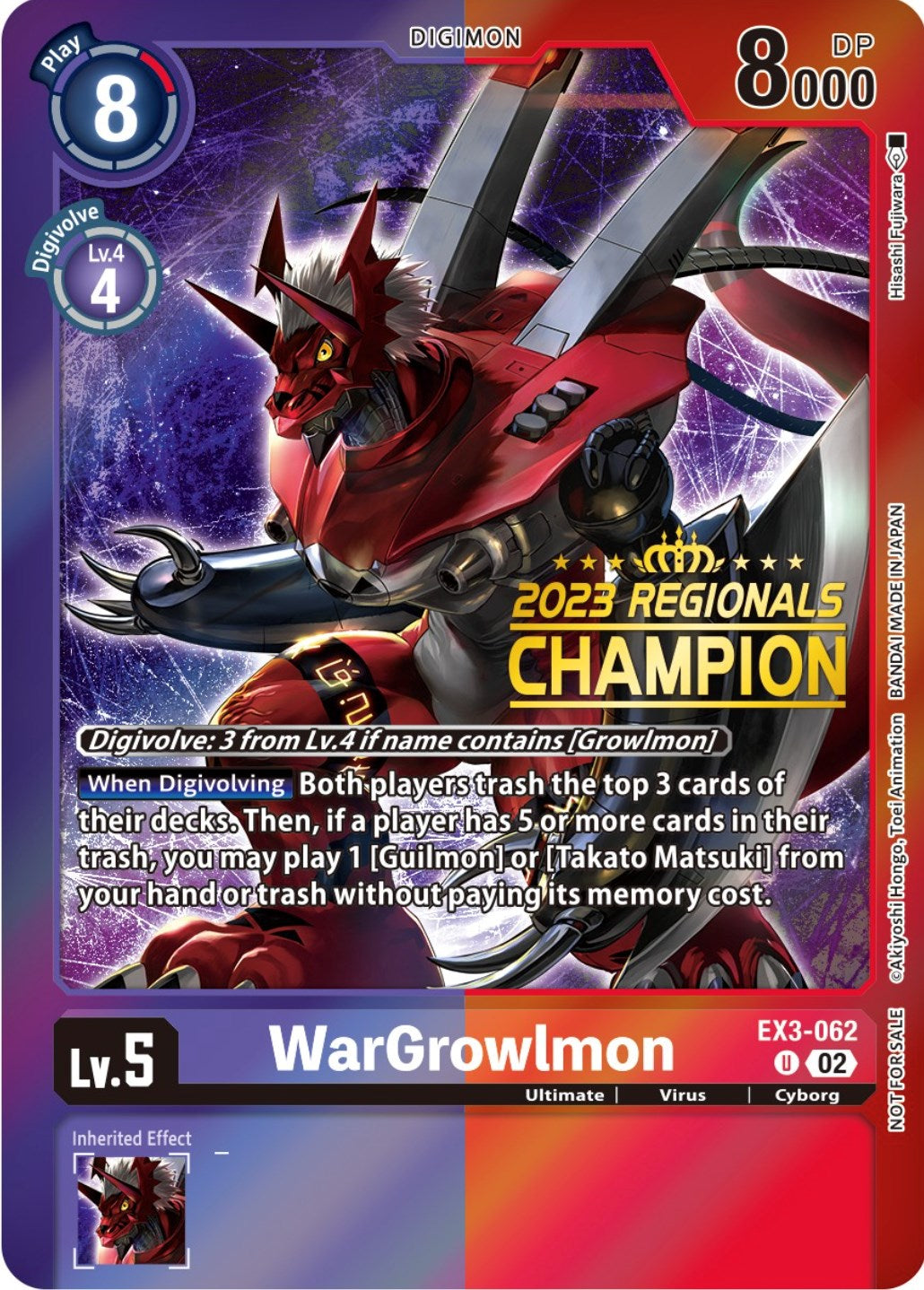 WarGrowlmon [EX3-062] (2023 Regionals Champion) [Draconic Roar Promos] | Cracking-Singles