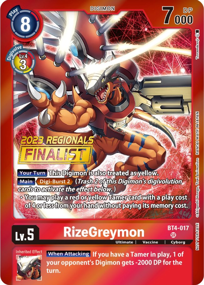 RizeGreymon [BT4-017] (2023 Regionals Finalist) [Great Legend Promos] | Cracking-Singles