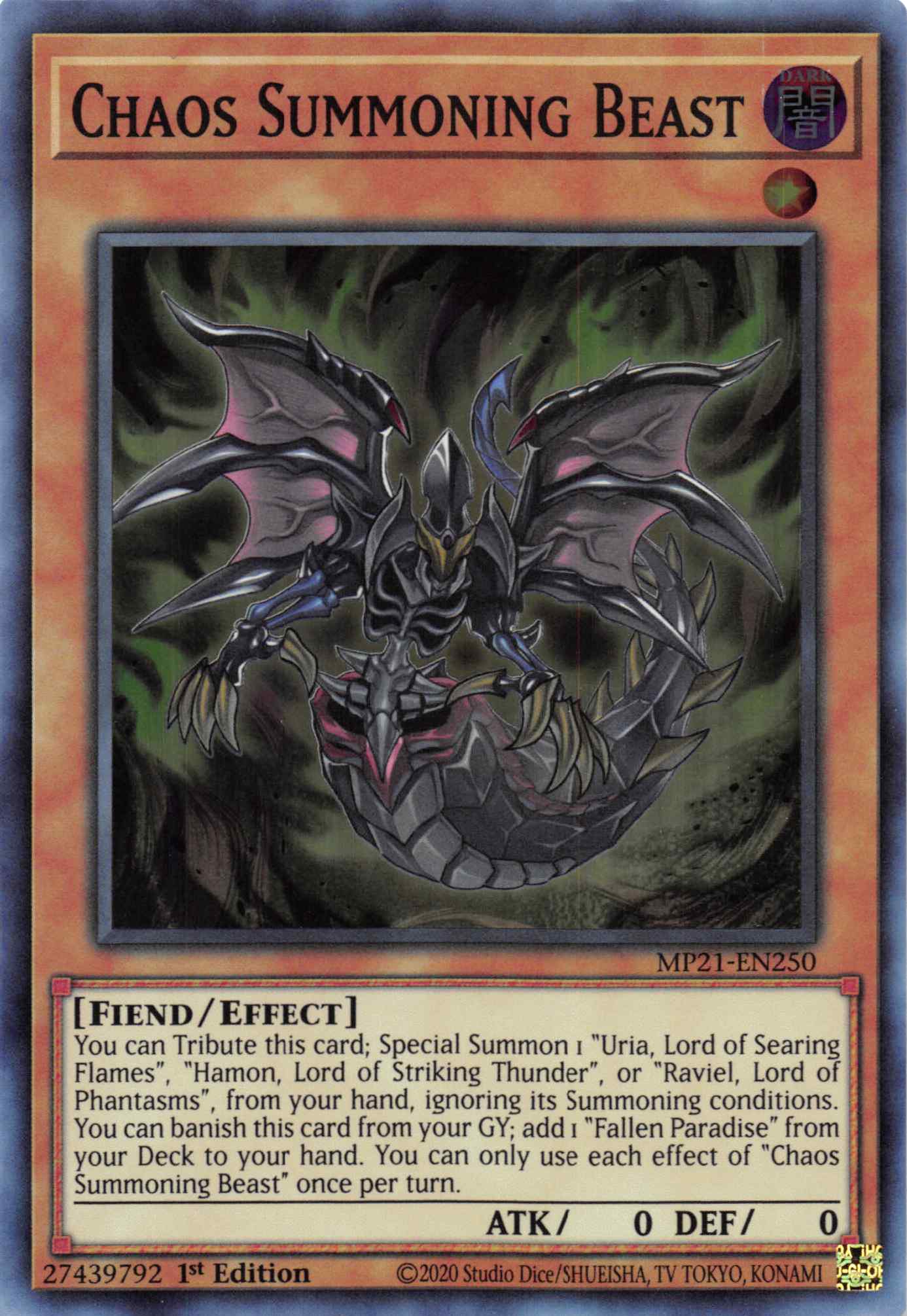 Chaos Summoning Beast [MP21-EN250] Super Rare | Cracking-Singles