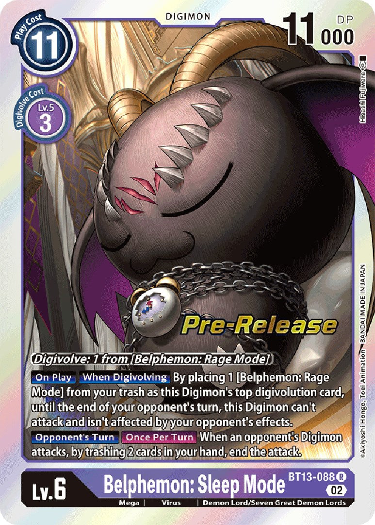 Belphemon: Sleep Mode [BT13-088] [Versus Royal Knight Booster Pre-Release Cards] | Cracking-Singles