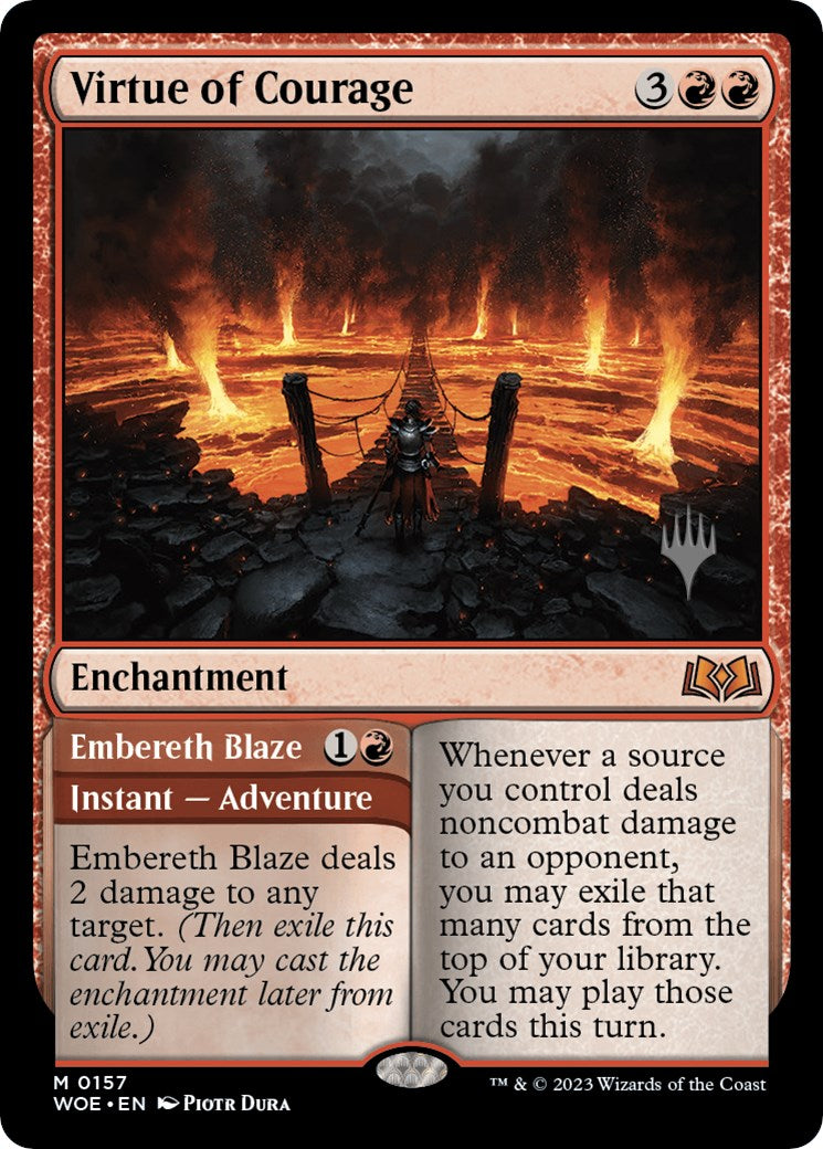 Virtue of Courage //Embereth Blaze (Promo Pack) [Wilds of Eldraine Promos] | Cracking-Singles