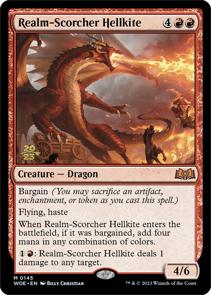 Realm-Scorcher Hellkite [Wilds of Eldraine Prerelease Promos] | Cracking-Singles