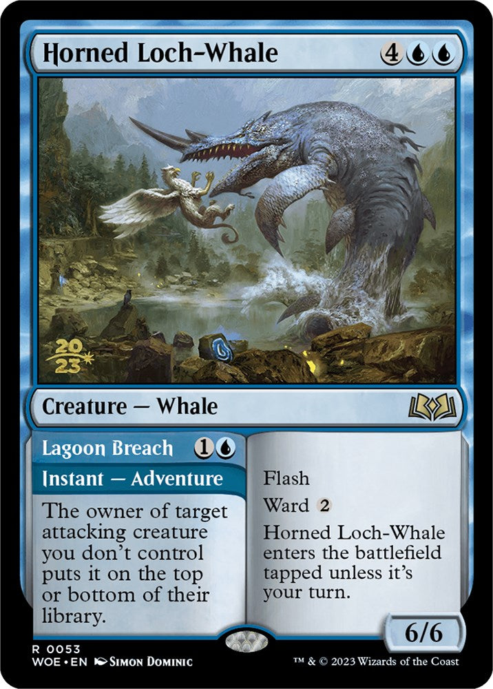 Horned Loch-Whale // Lagoon Breach (Promo Pack) [Wilds of Eldraine Promos] | Cracking-Singles