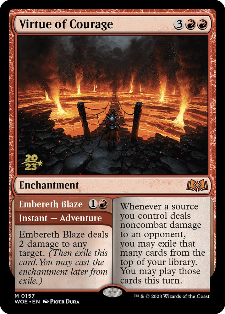 Virtue of Courage // Embereth Blaze [Wilds of Eldraine Prerelease Promos] | Cracking-Singles