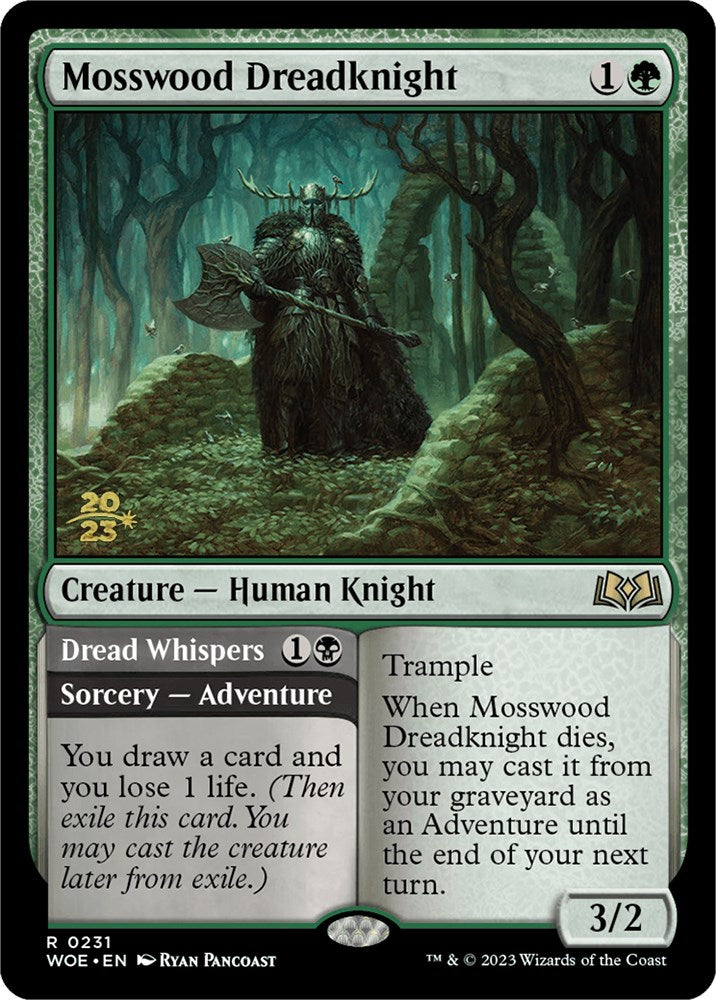 Mosswood Dreadknight // Dread Whispers [Wilds of Eldraine Prerelease Promos] | Cracking-Singles