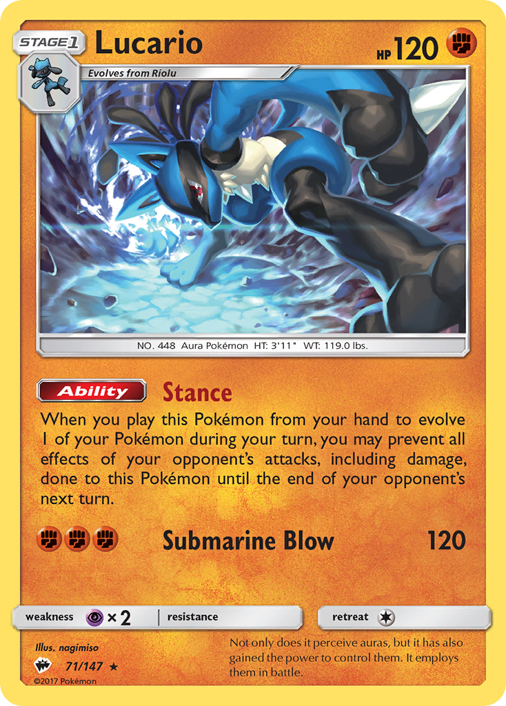 Lucario (71/147) [Sun & Moon: Burning Shadows] | Cracking-Singles