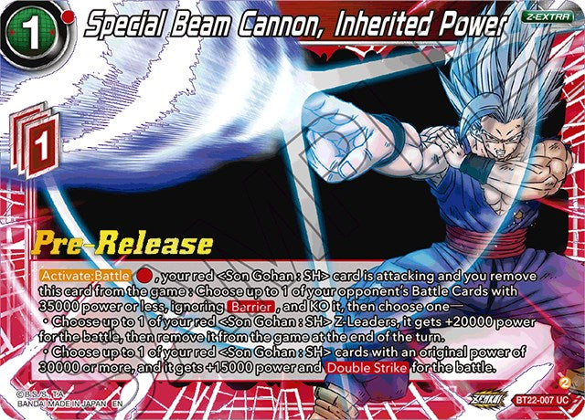 Special Beam Cannon, Inherited Power (BT22-007) [Critical Blow Prerelease Promos] | Cracking-Singles