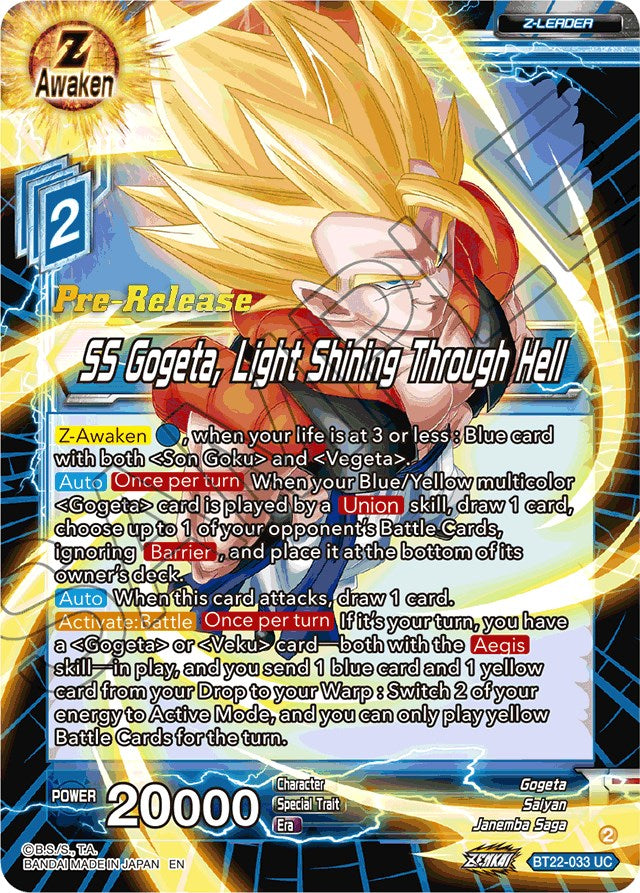 SS Gogeta, Light Shining Through Hell (BT22-033) [Critical Blow Prerelease Promos] | Cracking-Singles