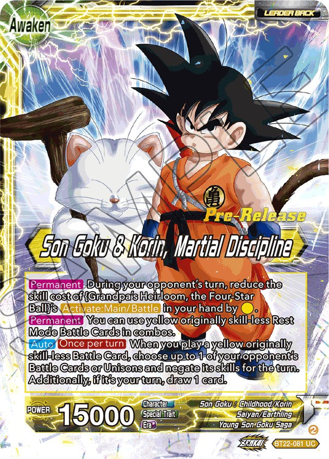 Son Goku // Son Goku & Korin, Martial Discipline (BT22-081) [Critical Blow Prerelease Promos] | Cracking-Singles