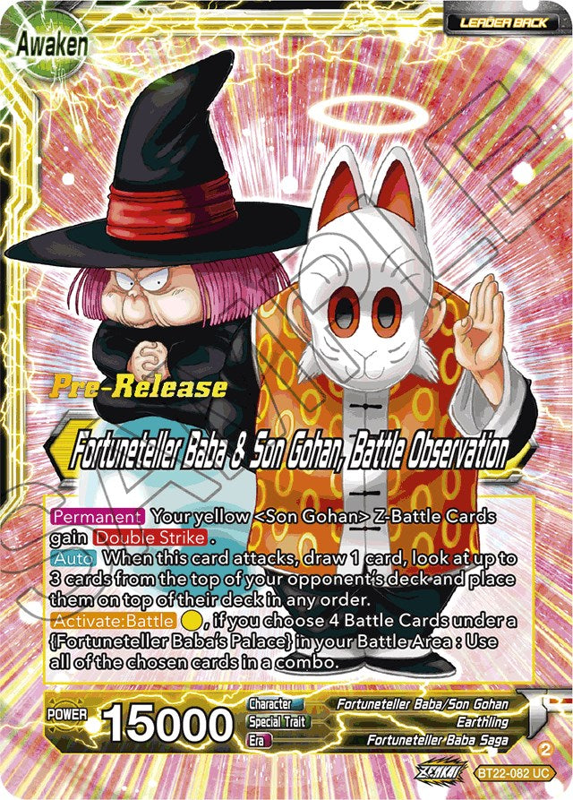 Fortuneteller Baba // Fortuneteller Baba & Son Gohan, Battle Observation (BT22-082) [Critical Blow Prerelease Promos] | Cracking-Singles