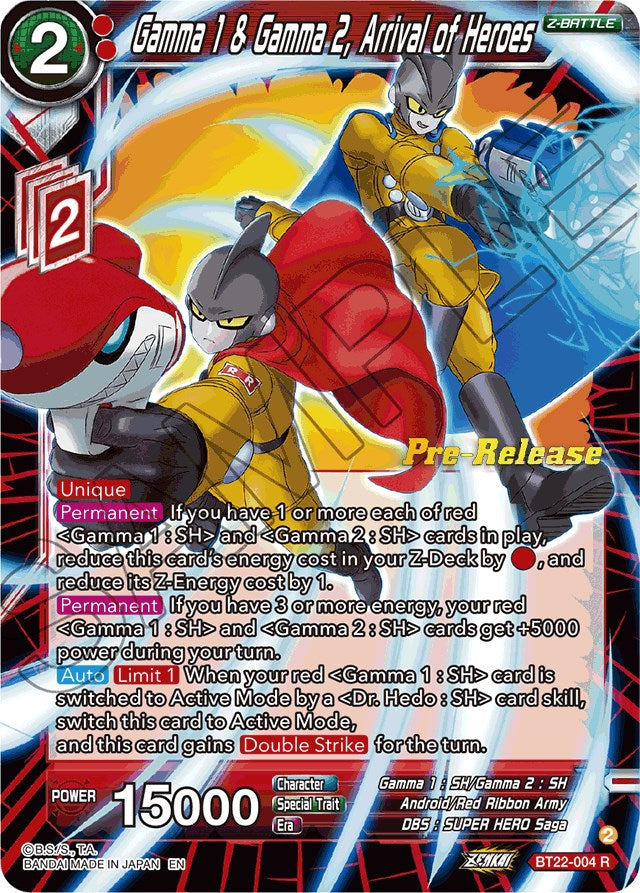 Gamma 1 & Gamma 2, Arrival of Heroes (BT22-004) [Critical Blow Prerelease Promos] | Cracking-Singles