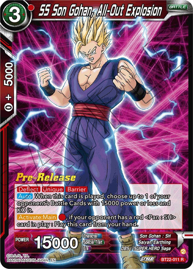 SS Son Gohan, All-Out Explosion (BT22-011) [Critical Blow Prerelease Promos] | Cracking-Singles