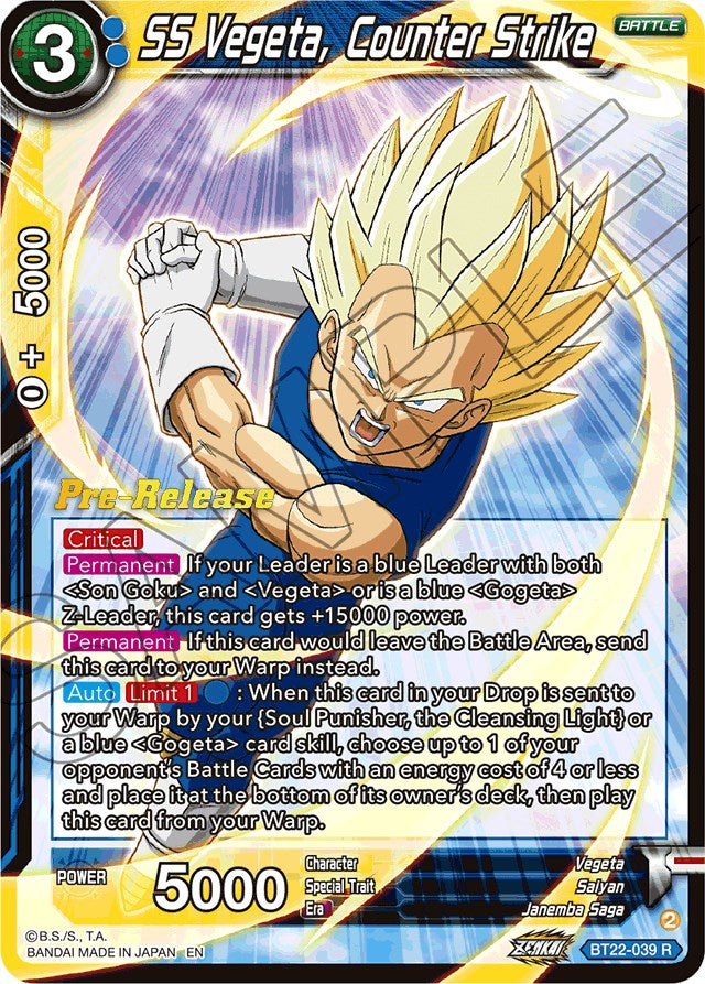 SS Vegeta, Counter Strike (BT22-039) [Critical Blow Prerelease Promos] | Cracking-Singles