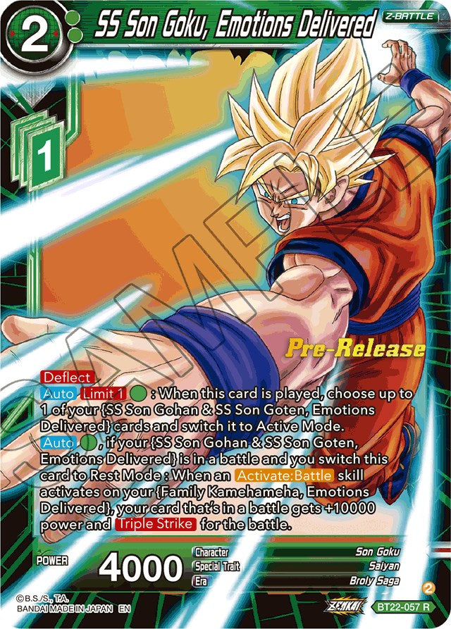 SS Son Goku, Emotions Delivered (BT22-057) [Critical Blow Prerelease Promos] | Cracking-Singles