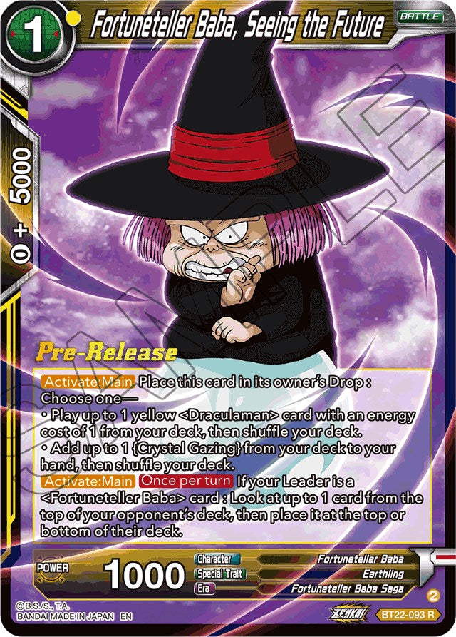 Fortuneteller Baba, Seeing the Future (BT22-093) [Critical Blow Prerelease Promos] | Cracking-Singles