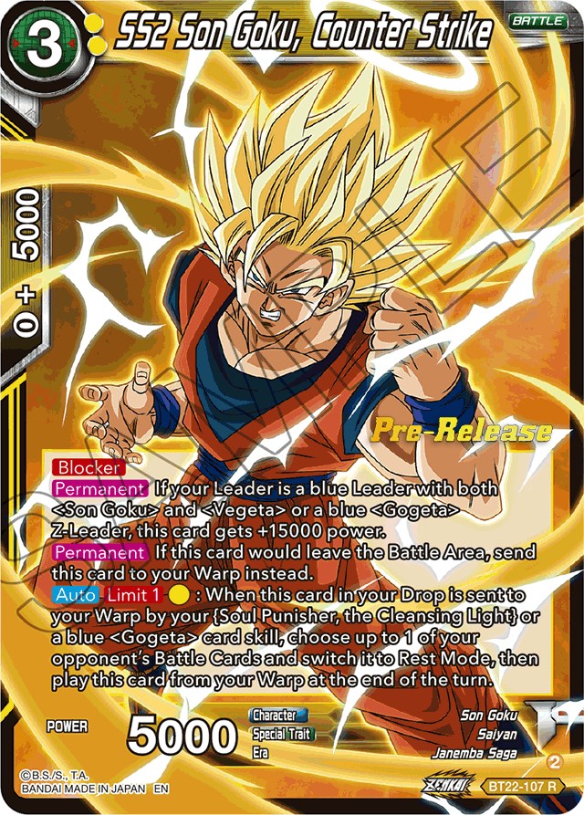 SS2 Son Goku, Counter Strike (BT22-107) [Critical Blow Prerelease Promos] | Cracking-Singles