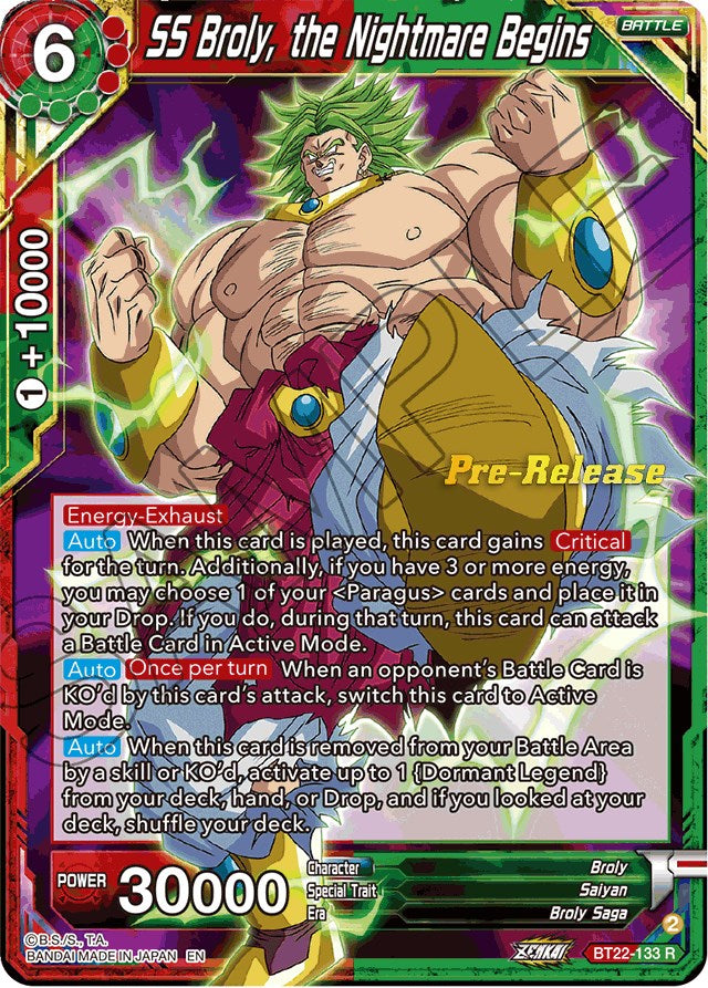 SS Broly, the Nightmare Begins (BT22-133) [Critical Blow Prerelease Promos] | Cracking-Singles