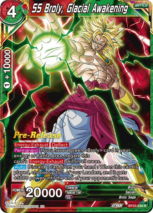 SS Broly, Glacial Awakening (BT22-134) [Critical Blow Prerelease Promos] | Cracking-Singles